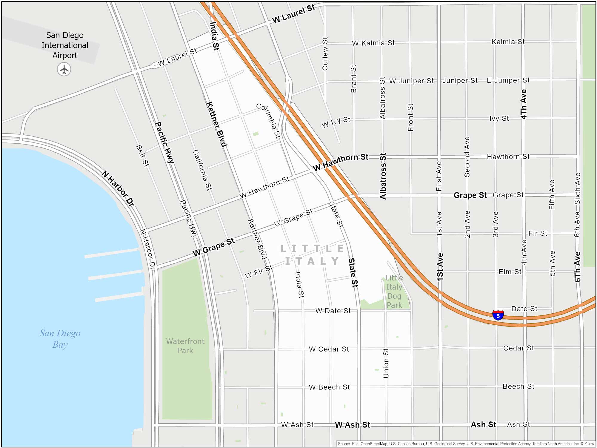 San Diego Little Italy Map